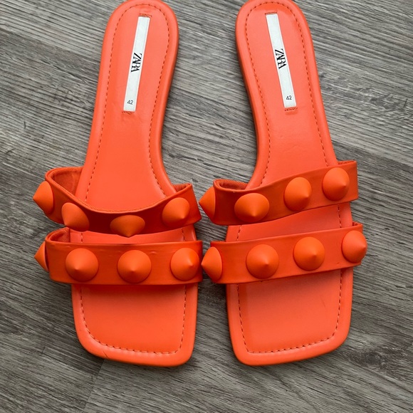 ZARA Orange Sandals Size 41 - Picture 3 of 4